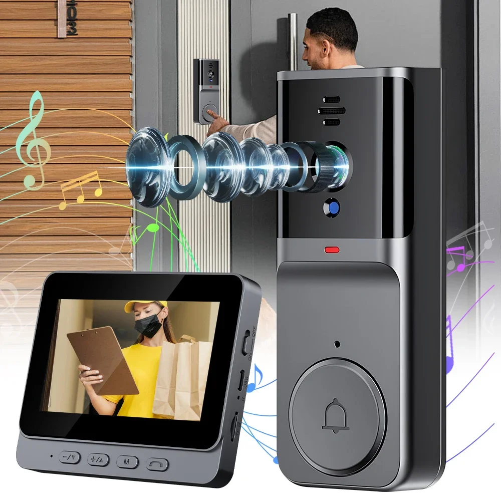 Smart Doorbell Wired - WiFi Wireless Intercom Smart Doorbell 4.3inch