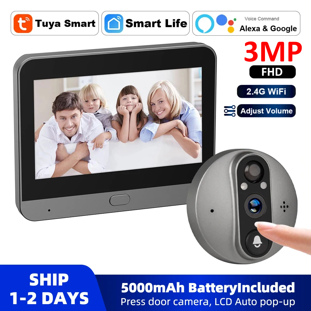 3MP WiFi Smart Tuya Peephole 5 - огляд і ціна Smart Doorbell Wired