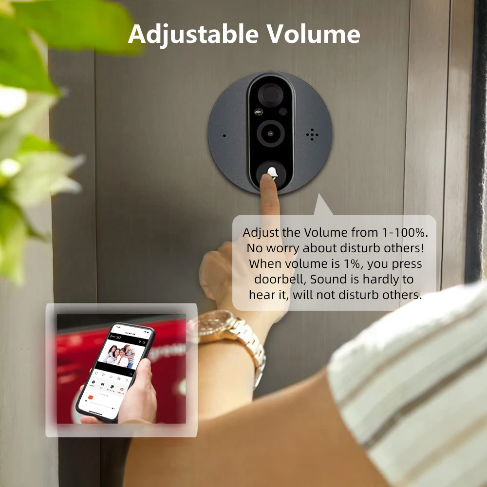 3MP WiFi Smart Tuya Peephole 5 - огляд і ціна Smart Doorbell Wired