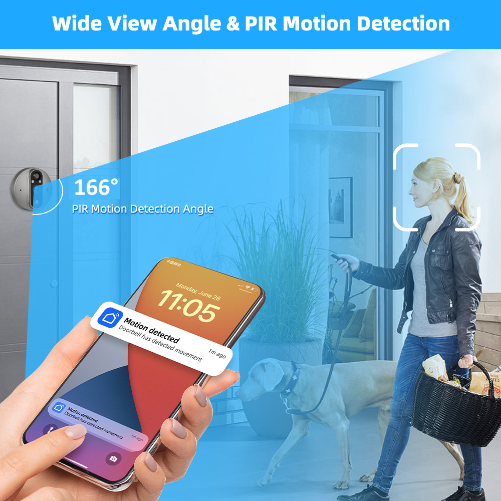 3MP WiFi Smart Tuya Peephole 5 - огляд і ціна Smart Doorbell Wired