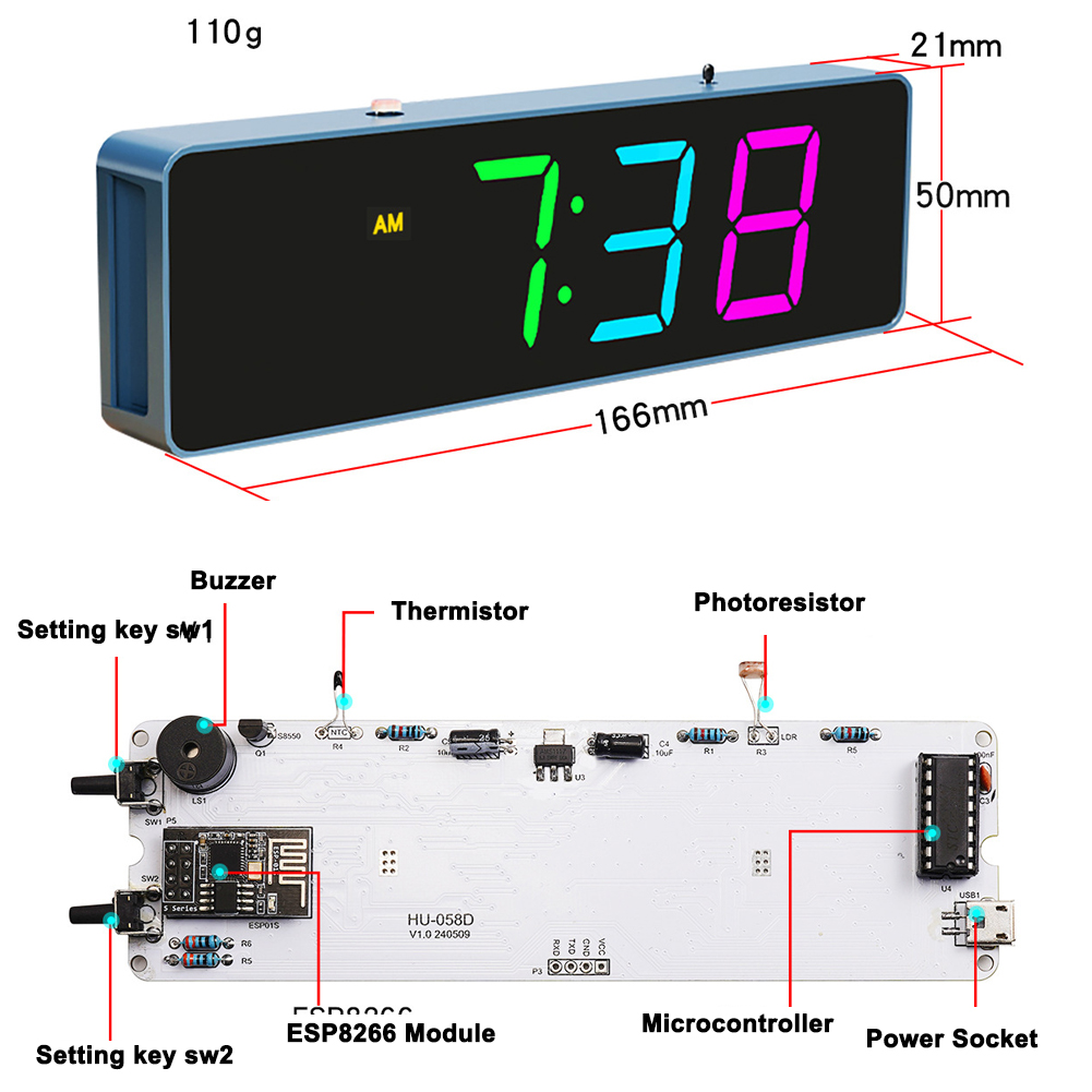 ESP8266 IoT Colorful WiFi Cloc - огляд і ціна Home Automation Diy