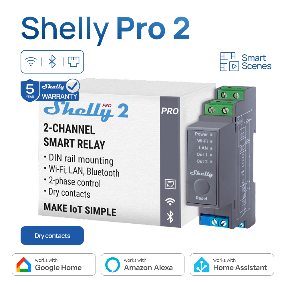 Shelly Pro 2 WiFi 2Channel Sma - огляд і ціна Shelly Relay Module