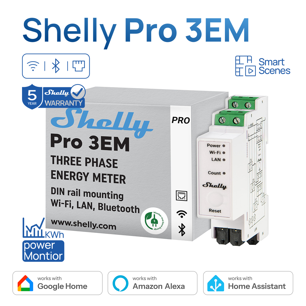 Shelly Pro 3EM 120A Lan Din Ra - огляд і ціна Shelly Relay Module